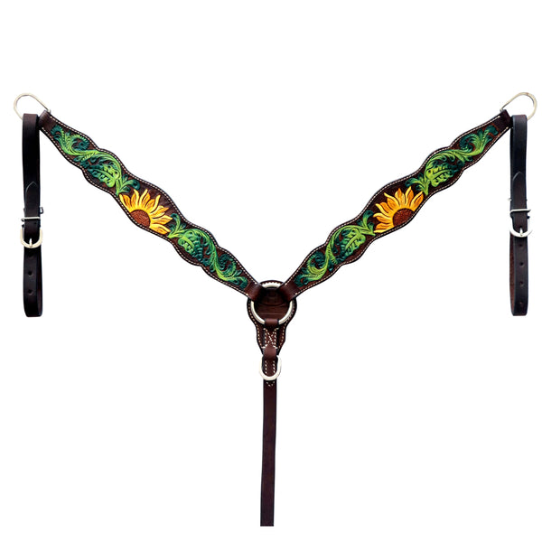 Bar H Equine H. Genuine Leather Floral Design Hand Painted Tk. Set by Hilason – Cowboy and equestrian accessories