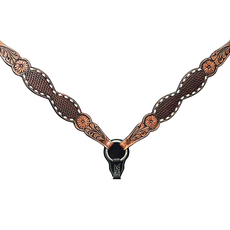 Bar H Equine Genuine Western American Leather Horse Headstall and Breast Collar Set - Uhorse