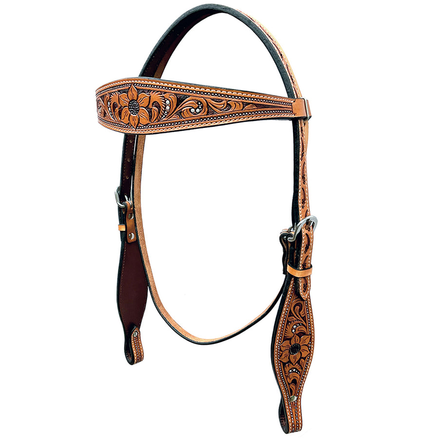 Bar H Equine Genuine Western American Leather Horse Headstall - Uhorse