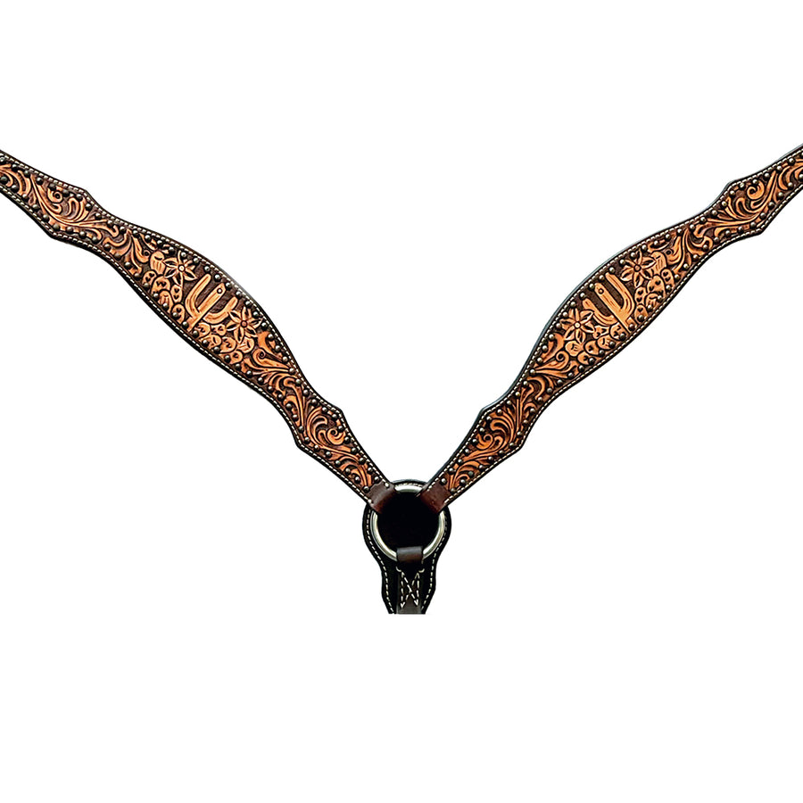 Bar H Equine Genuine Western American Leather Horse Headstall and Breast Collar Set - Bar H Equine