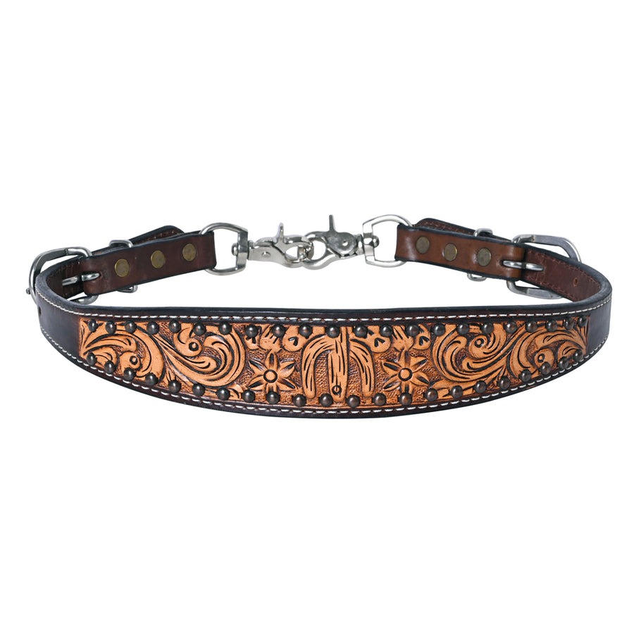 Brown leather horse halter with silver hardware - Uhorse