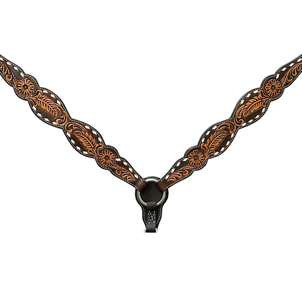 Bar H Equine Genuine Western American Leather Horse Headstall and Breast Collar Set - Bar H Equine