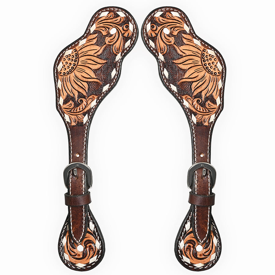 Bar H Equine Horse Riding Western Leather Spurs Straps for Adults women's - Uhorse