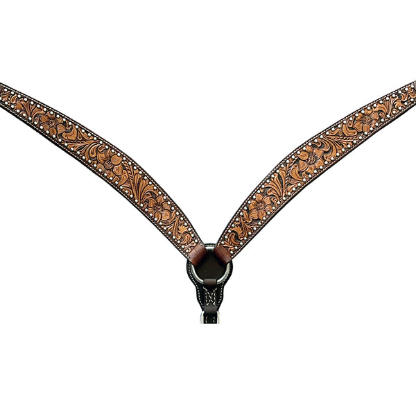 Bar H Equine Genuine Western American Leather Horse Headstall and Breast Collar Set - Bar H Equine