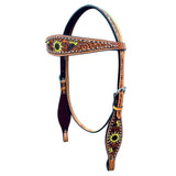 Bar H Equine Genuine Western American Leather Horse Premium Headstall & Breast Collar Set