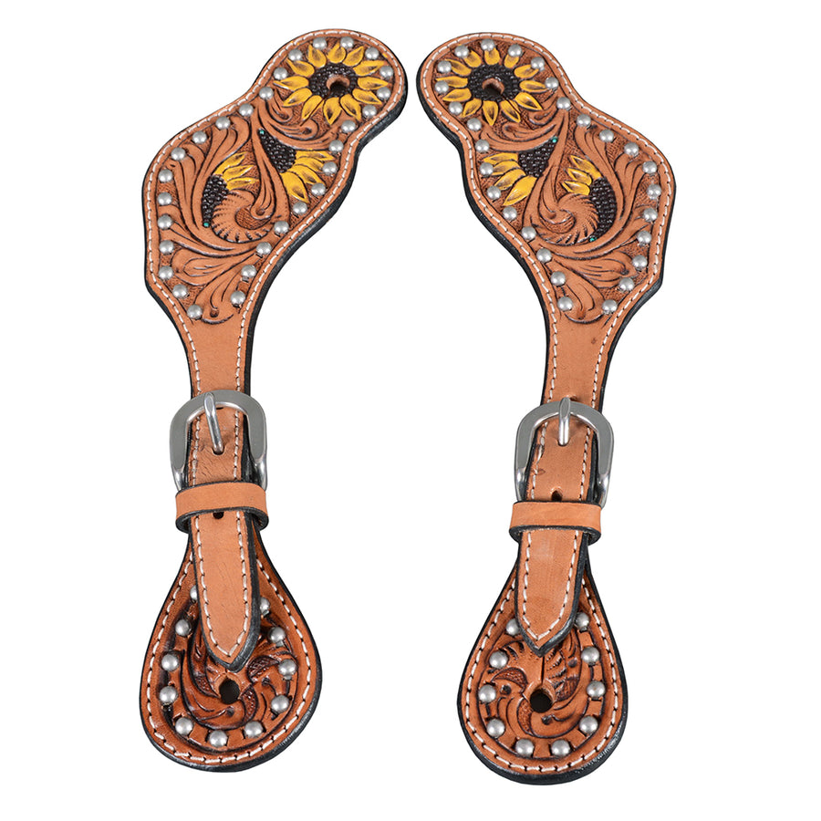 Bar H Equine Horse Riding Western Leather Spurs Straps for Adults women's - Uhorse
