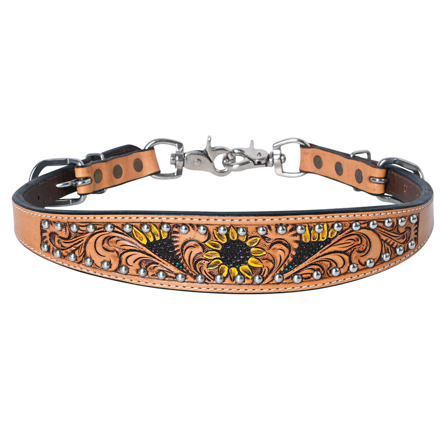 Brown leather horse halter with tan and black accents - Uhorse