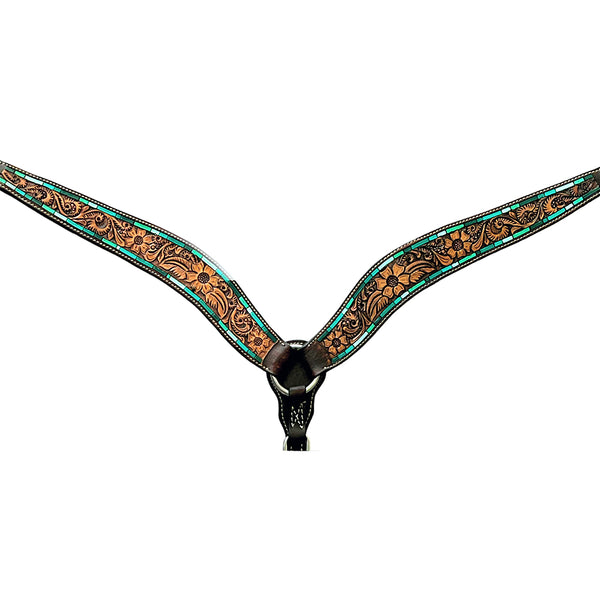 Bar H Equine Genuine Western American Leather Horse Headstall and Breast Collar Set - Uhorse