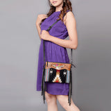 American Darling Cross Body Hand Tooled Saddle Blanket Genuine Leather Western Women Bag Handbag Purse | Crossbody for Cute