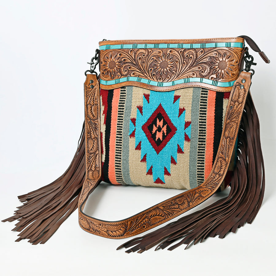 American Darling Crossbody Hand Tooled Saddle Blanket Genuine Leather Women Bag Western Handbag Purse - Uhorse