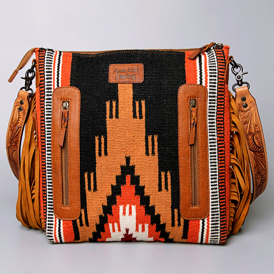 American Darling Small Crossbody Hand Tooled Saddle Blanket Genuine Leather Western Women Bag Handbag Purse | for Cute