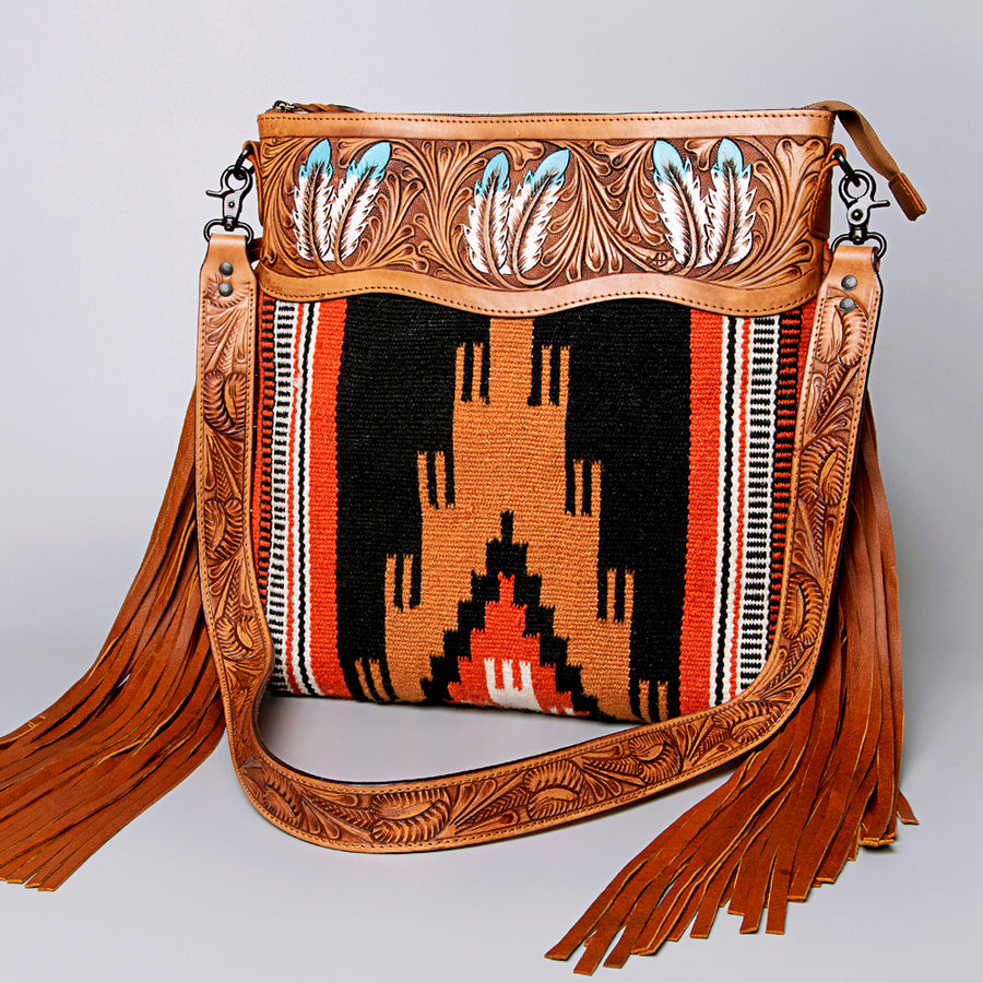 American Darling ADBGZ709 Crossbody Hand Tooled Saddle Blanket Genuine by Hilason – Cowboy and equestrian accessories