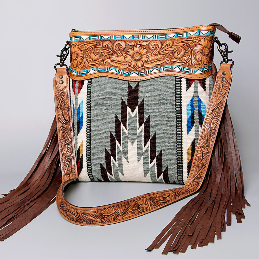 American Darling Crossbody Hand Tooled Saddle Blanket Genuine Leather Women Bag Western Handbag Purse - Uhorse