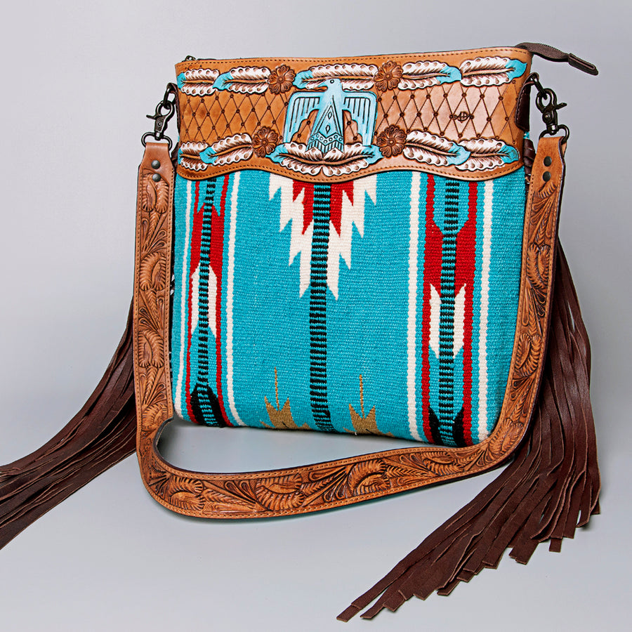 ADBGZ706 American Darling Hand Tooled Saddle Blanket Genuine Leather by Hilason – Cowboy and equestrian accessories
