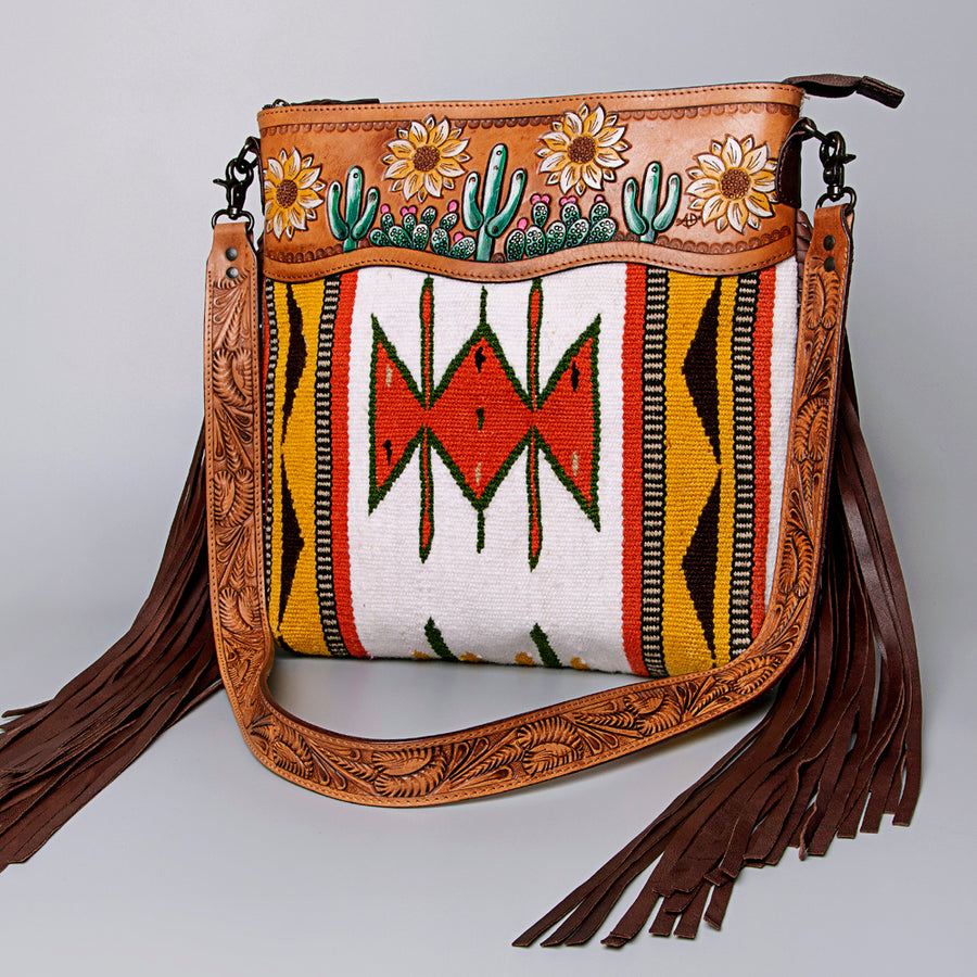 American Darling Crossbody Hand Tooled Saddle Blanket Genuine Leather Women Bag Western Handbag Purse - Uhorse