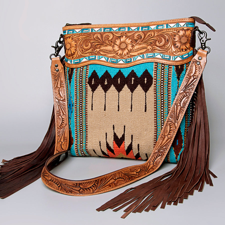 American Darling Crossbody Hand Tooled Saddle Blanket Genuine Leather Women Bag Western Handbag Purse - Uhorse