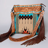 American Darling ADBGZ711 Crossbody Hand Tooled Saddle Blanket Genuine Leather Women Bag Western Handbag Purse