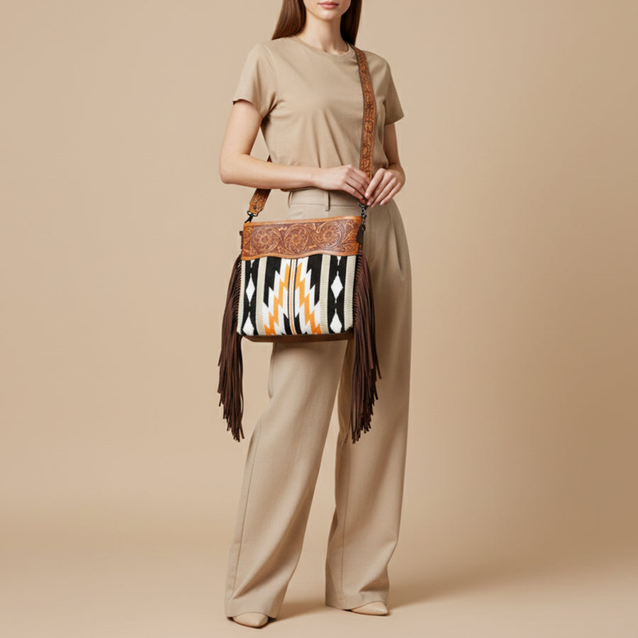 American Darling Crossbody Hand Tooled Saddle Blanket Genuine Leather Women Bag Western Handbag Purse