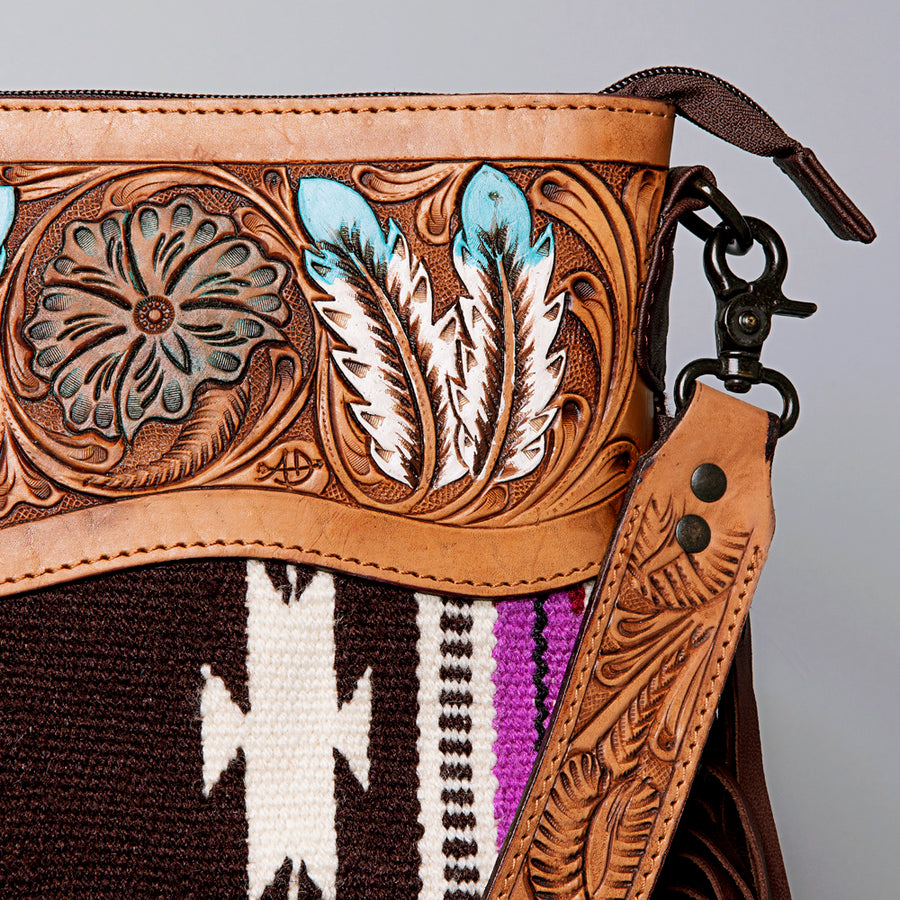 American Darling Crossbody Hand Tooled Saddle Blanket Genuine Leather Western Women Bag Handbag Purse | for Cute