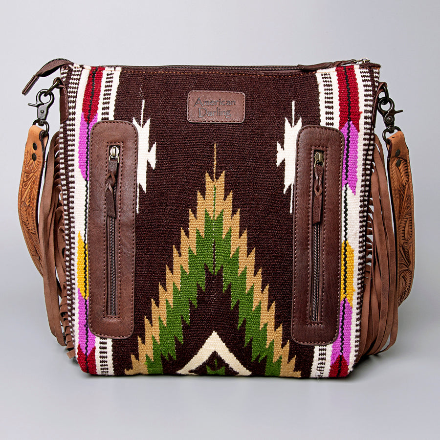 American Darling Crossbody Hand Tooled Saddle Blanket Genuine Leather Western Women Bag Handbag Purse | for Cute