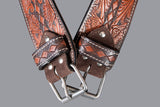 Comfytack Horse Saddle Flank Cinch Girth Handtooled Leather Billets Brown