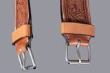 Comfytack Horse Saddle Flank Cinch Girth Handtooled Leather Billets Brown