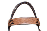 COMFYTACK By Hilason Western Horse Leather Headstall & Breast Collar Side Buck Stitch Tan