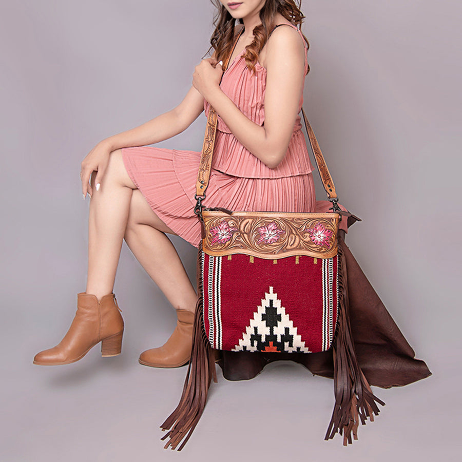 American Darling Crossbody Hand Tooled Saddle Blanket Genuine Leather Women Bag Western Handbag Purse