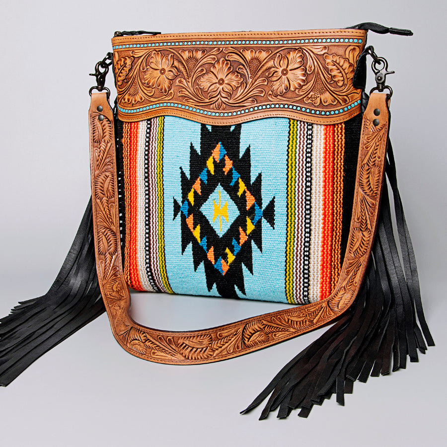 American Darling Crossbody Hand Tooled Saddle Blanket Genuine Leather Women Bag Western Handbag Purse - Uhorse