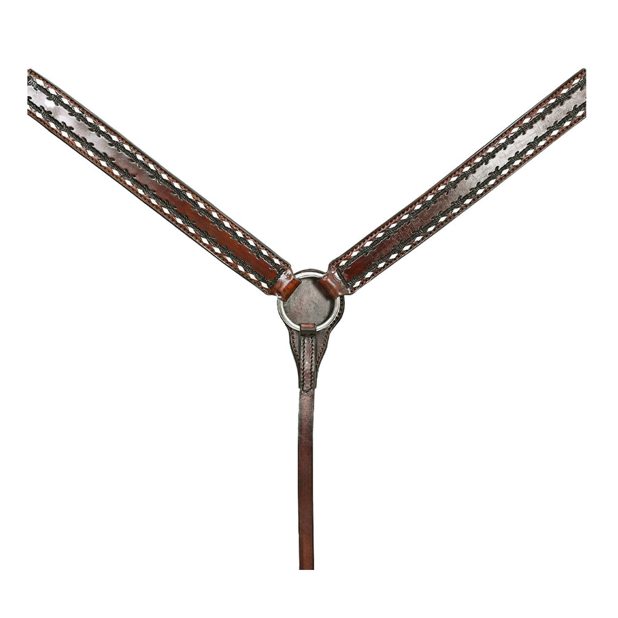 Brown leather western bridle with white stitching - Uhorse