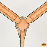 Hilason Western Horse Breast Collar Handtooled American Leather Tan | Collars For Horses