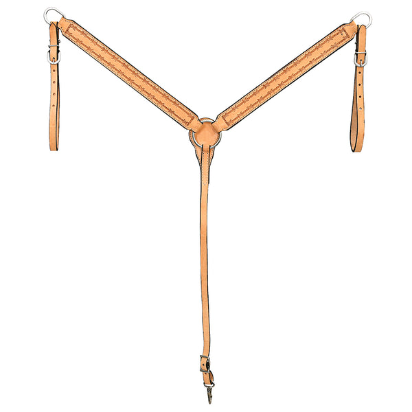 Hilason Western Horse Breast Collar Handtooled American Leather Tan - Uhorse
