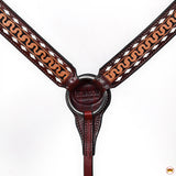 Hilason Western Horse Breast Collar  Handtooled American Leather Dark Brown