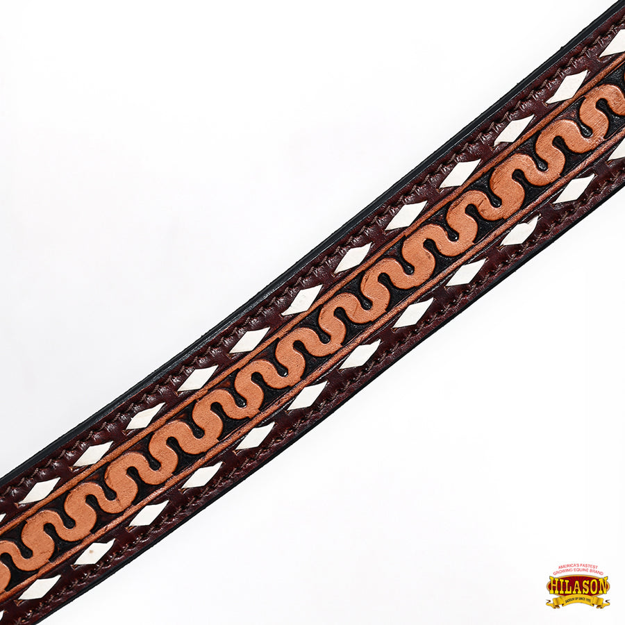 Hilason Breast Collar Western Horse Handtooled Buckstitch Leather Brown | Collars For Horses