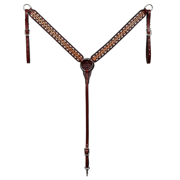 Hilason Western Horse Breast Collar Handtooled American Leather Dark Brown - Uhorse