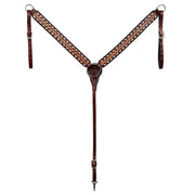 Hilason Breast Collar Western Horse Handtooled Buckstitch Leather Brown | Collars For Horses