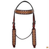 Hilason Western Horse Headstall Handtooled American Leather Dark Brown