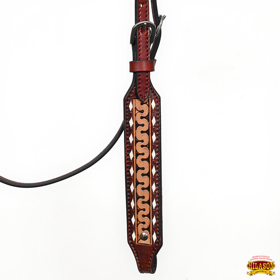 Hilason Western Horse Headstall Handtooled Crafted Buckstitch American Leather Dark Brown | For Horses |Headstall Show