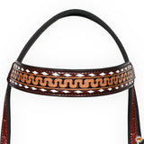 Hilason Western Horse Headstall Handtooled American Leather Dark Brown