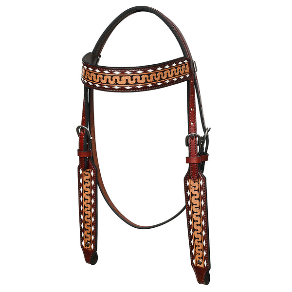 Hilason Western Horse Headstall Handtooled American Leather Dark Brown - Uhorse