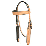 HILASON Western Horse Genuine American Leather Headstall & Breast Collar Set Tan