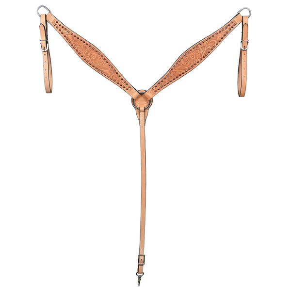 HILASON Western Horse Headstall and Breast Collar American Leather Floral Tan - Uhorse