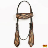 Hilason Western Horse Basket Hand Tooled American Leather Headstall Brown