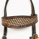 Hilason Western Horse Basket Hand Tooled American Leather Headstall Brown