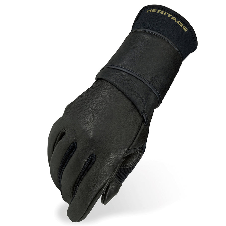 07 Size Heritage Pro 80 Bull Stretchable Riding Gloves Black by Hilason – Cowboy and equestrian accessories