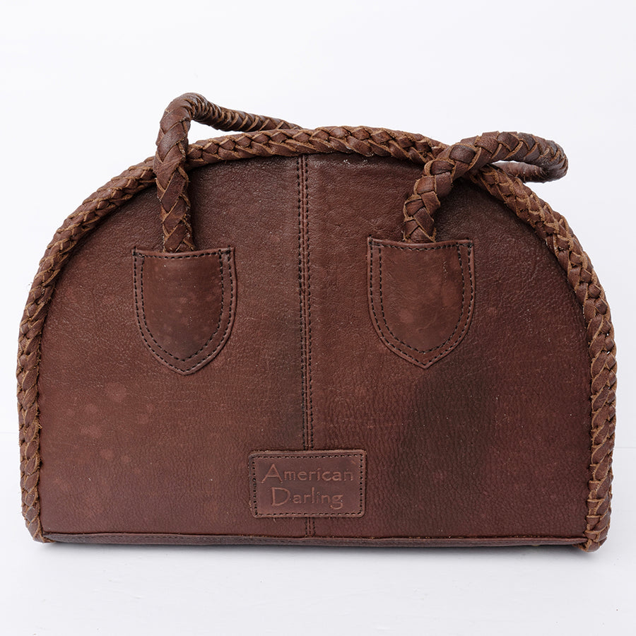 American Darling Tote Bag, Genuine Vegetable-Tanned Leather, Braided Trim and Fringes, Western Handcrafted Handbag for Women