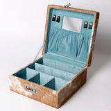 American Darling Jewelry case for Women - Hair-On Cowhide Genuine Leather Travel Organizer with Lock & Top Handle