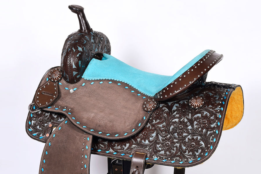 Comfytack By HILASON Western Leather Horse Barrel Racing Trail Saddle Tack Set Hand Tooled
