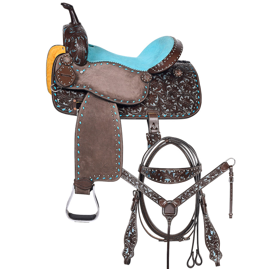 Comfytack W. H. Barrel Racing Trail Saddle Tk. Set Genuine Leather – by Hilason – Cowboy and equestrian accessories