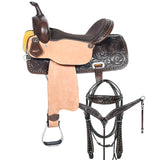 Western Horse Barrel Racing Trail Saddle Tack Set American Leather Comfytack